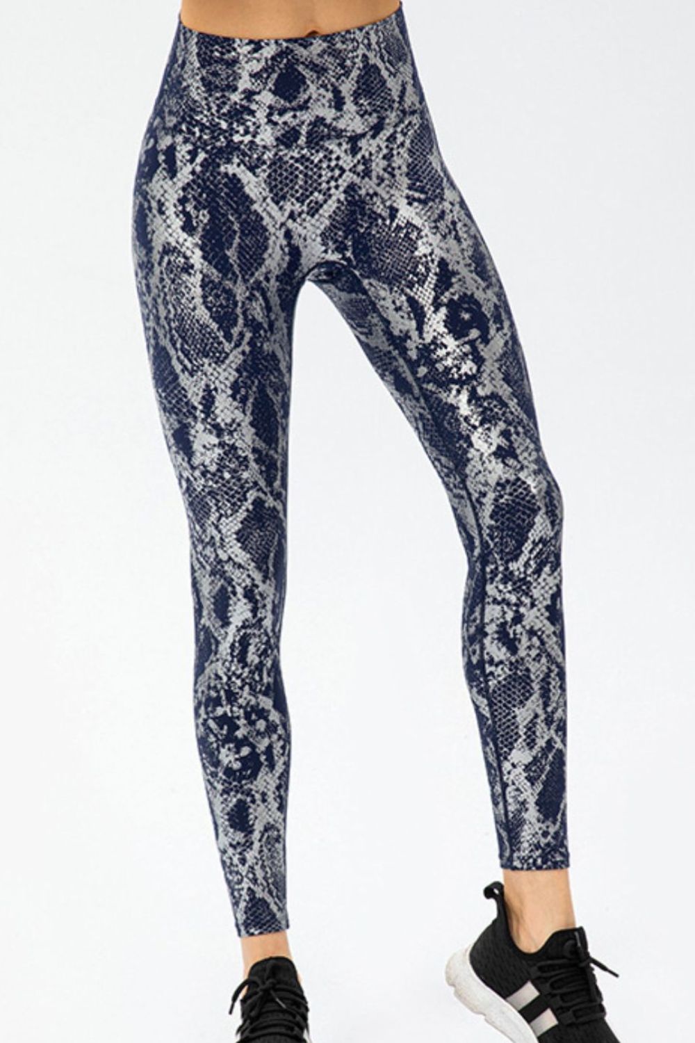 animal print slim fit sports pants full length view