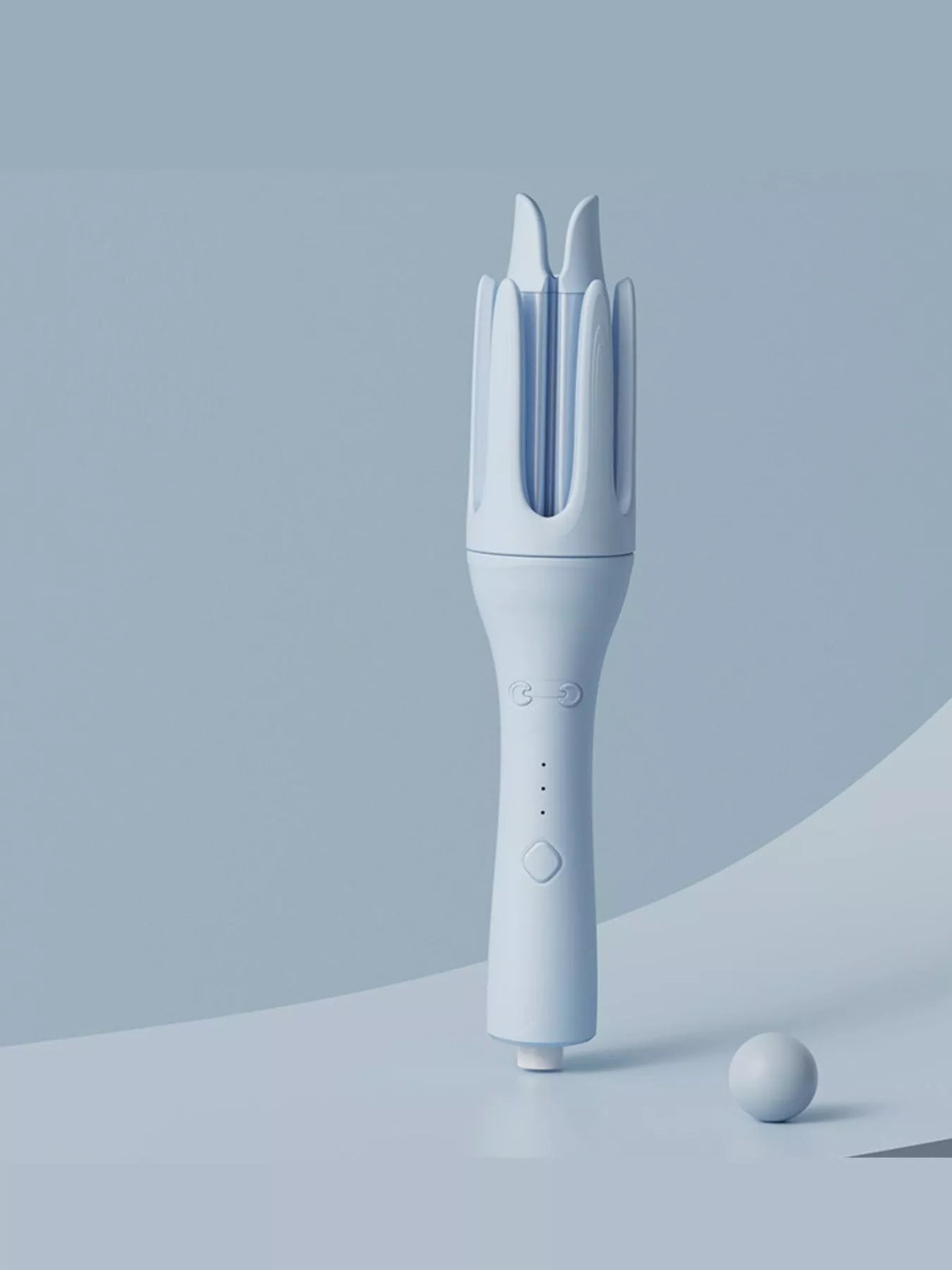 Ceramic curling iron with hair strand inserted
