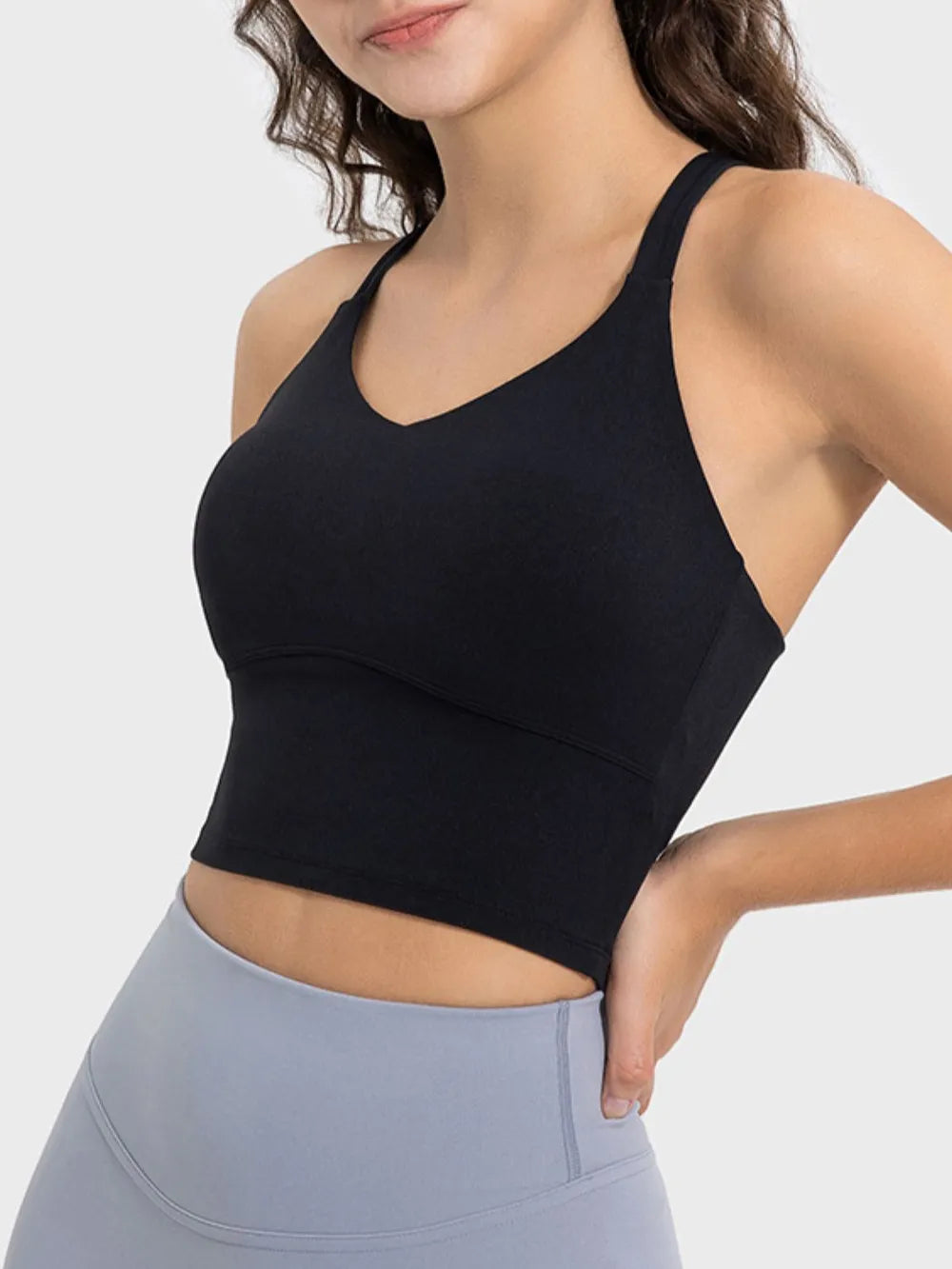 Millennia Crisscross Round Neck Active Tank - Fashorio