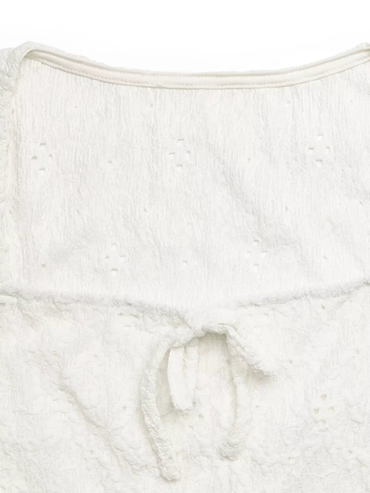 Off white lace square neck crop tee on model