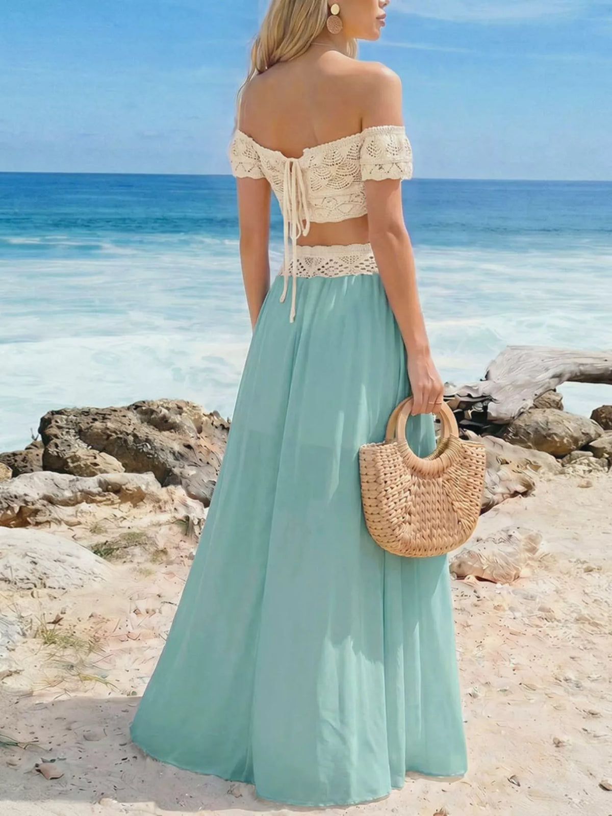 Crochet Top and Maxi Skirt Set, view 13