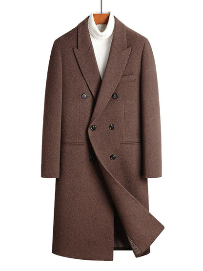 Men's Plus Size Double-Breasted Wool Overcoat - Fashorio