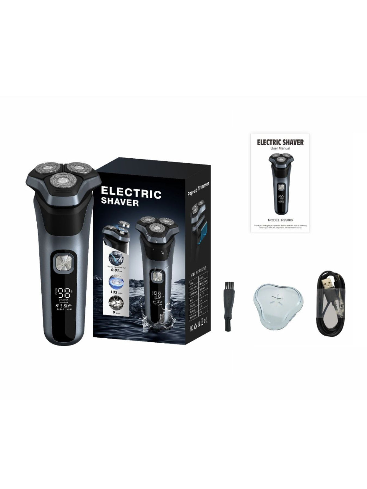 Rotary electric shaver full product package contents