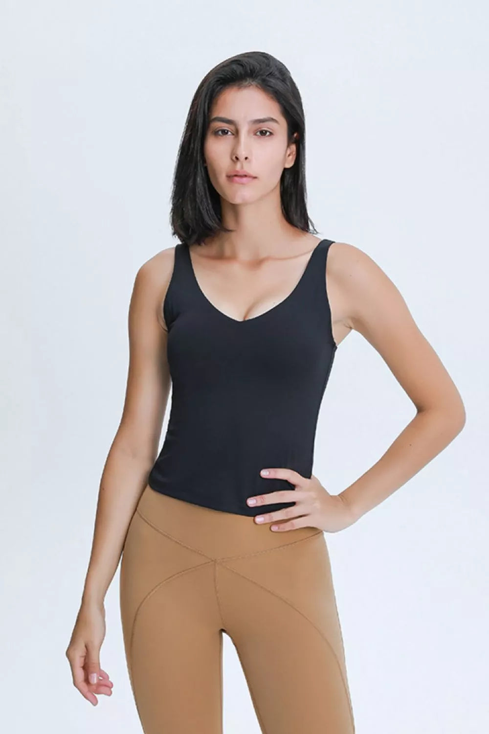 V neck active tank back view