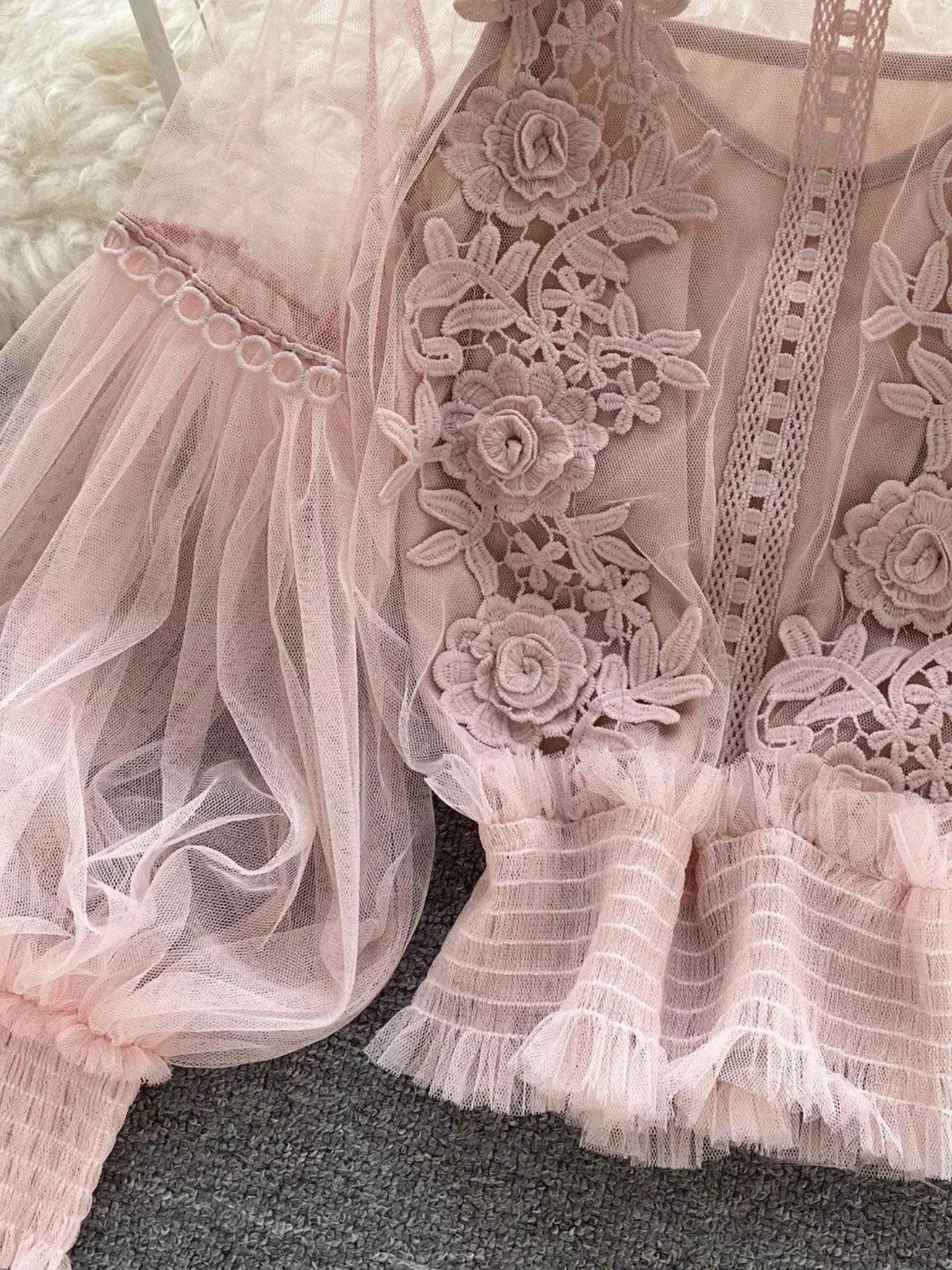 Floral Lace Blouse and Cami Two Piece Set, view 22