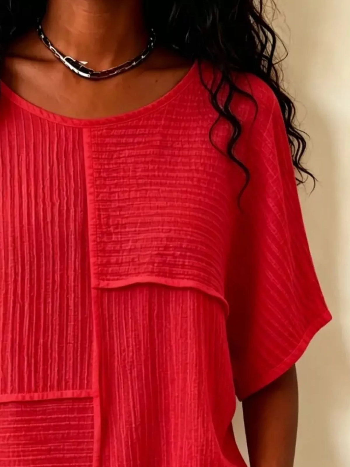 Textured Round Neck Half Sleeve Blouse, view 10