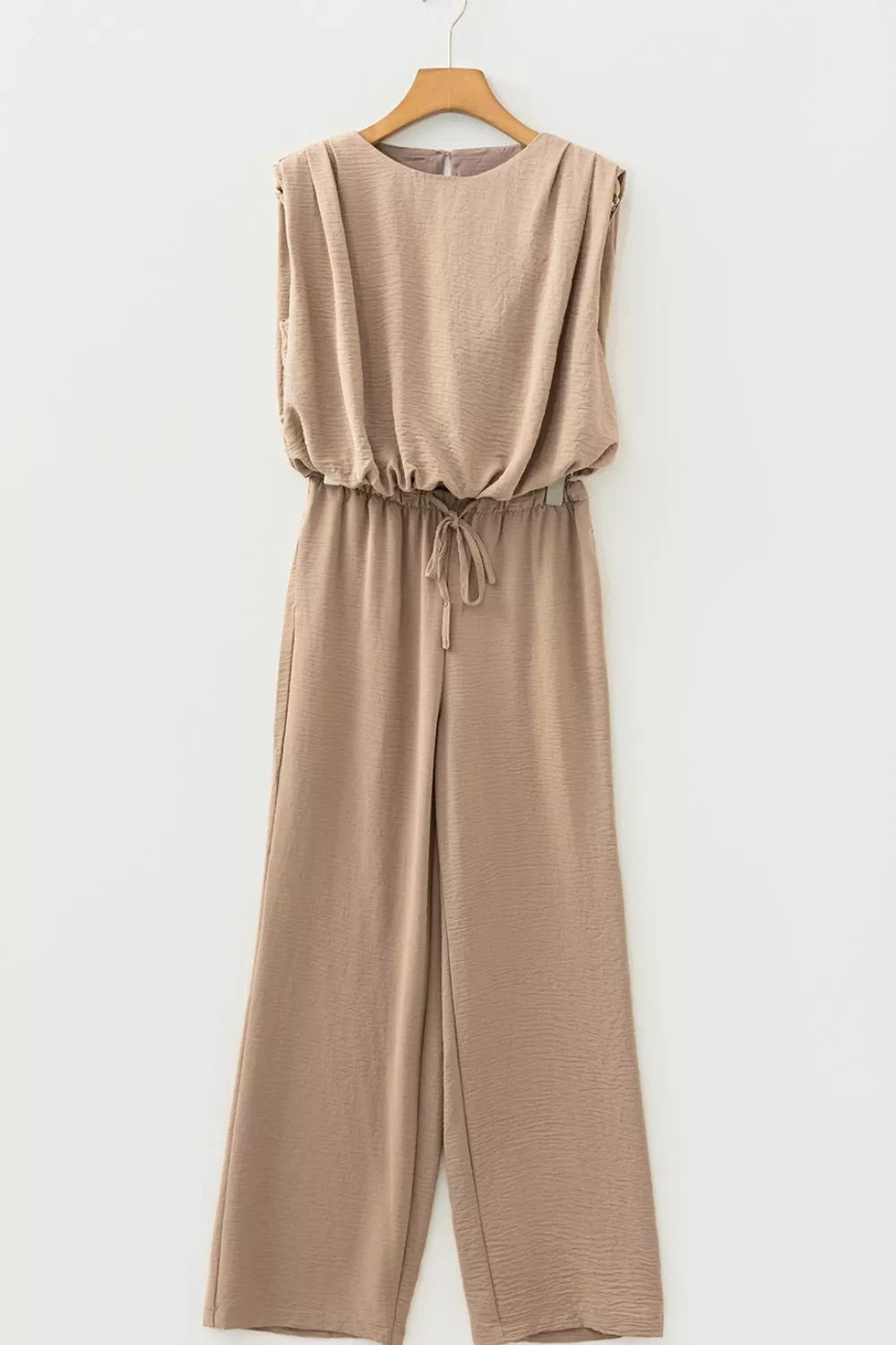 Solid Keyhole Puffy Tank and Loose Pants Two Piece Set, view 9