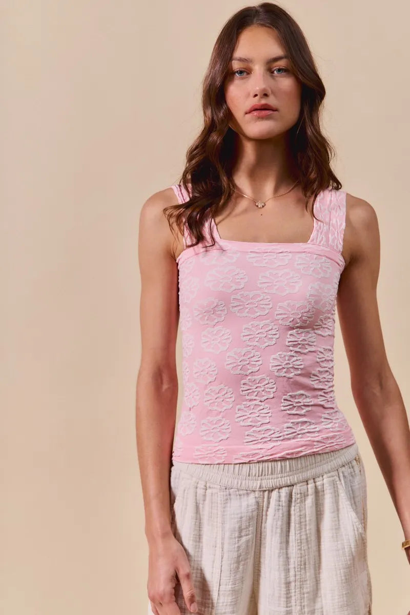 SO ME Two Tone Floral Seamless Tank Top - Fashorio