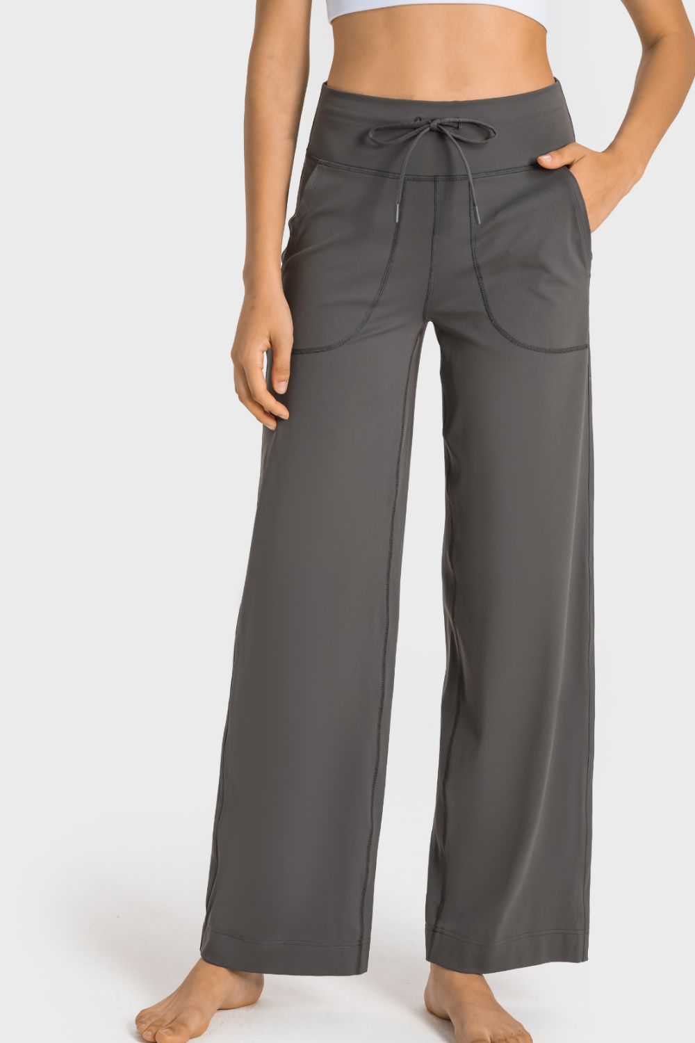 wide leg sports pants full length view