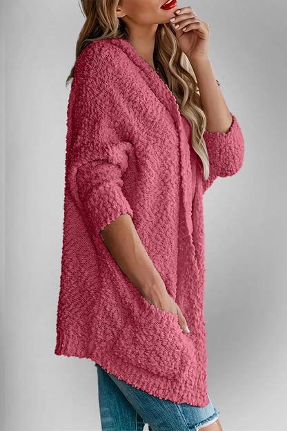Double Take Pocketed Open Front Long Sleeve Cardigan - Fashorio