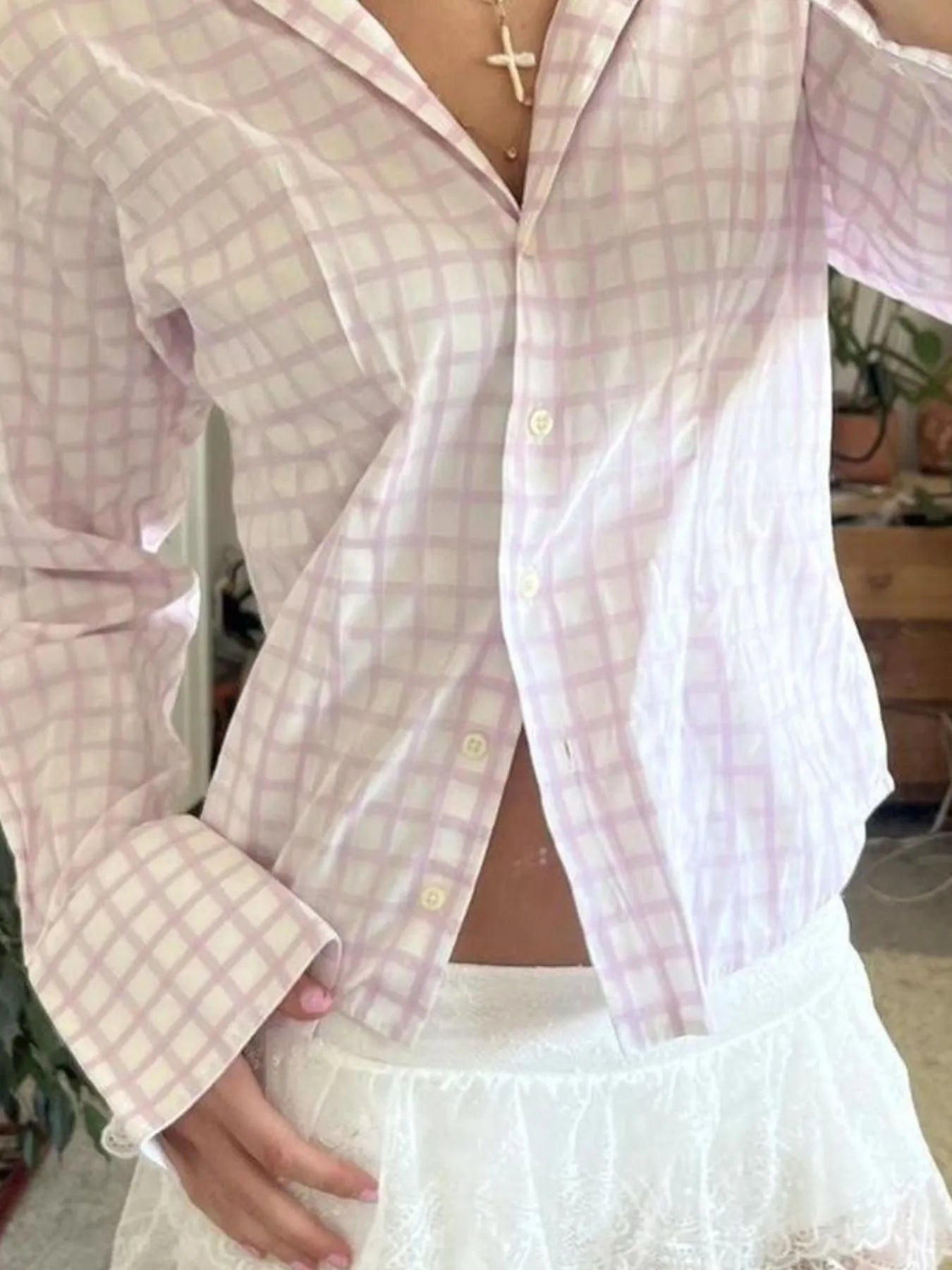 Printed Button-Down Long Sleeve Shirt - Fashorio