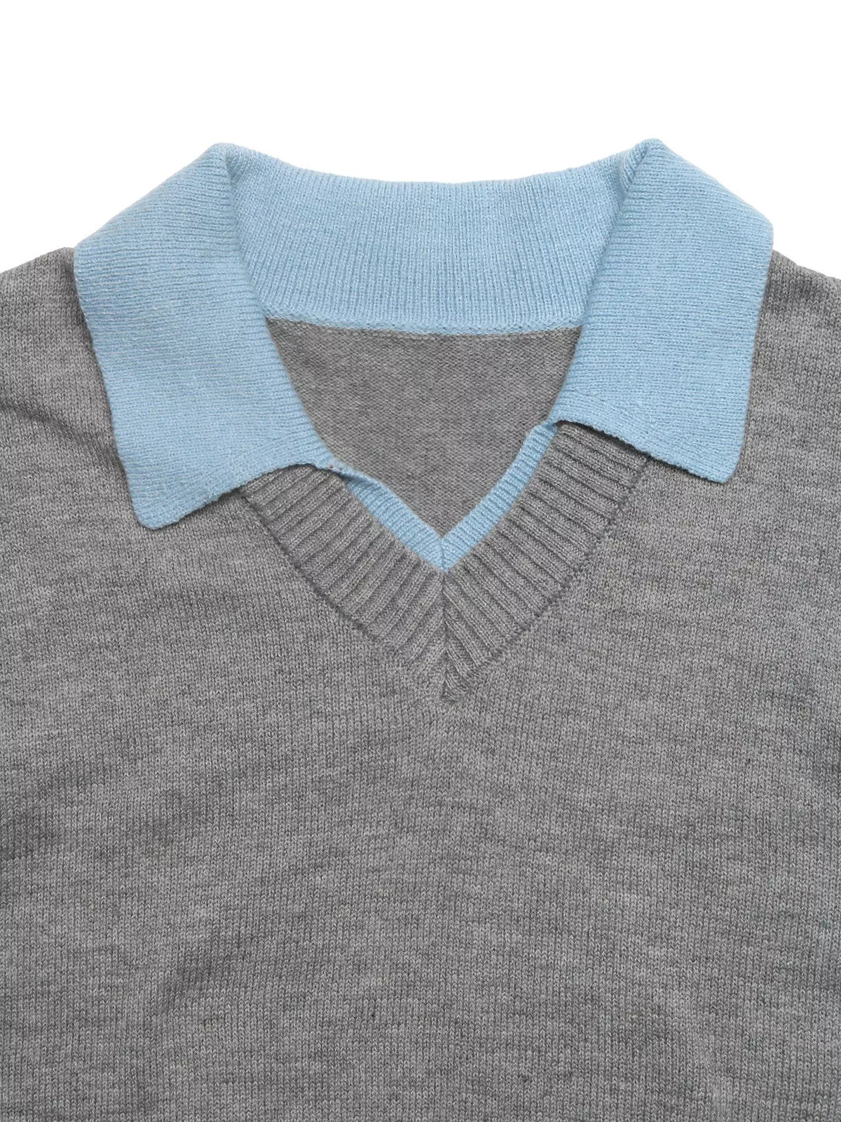 Contrast Collar Drop Shoulder Sweater on model