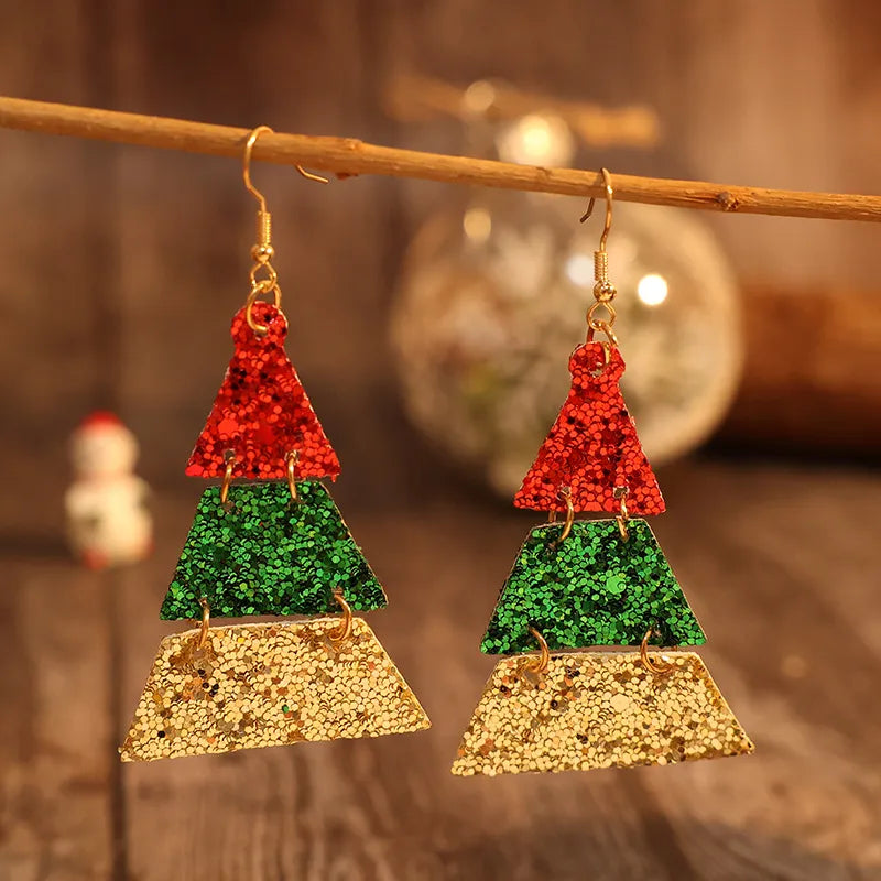 Faux Leather Sequin Earrings