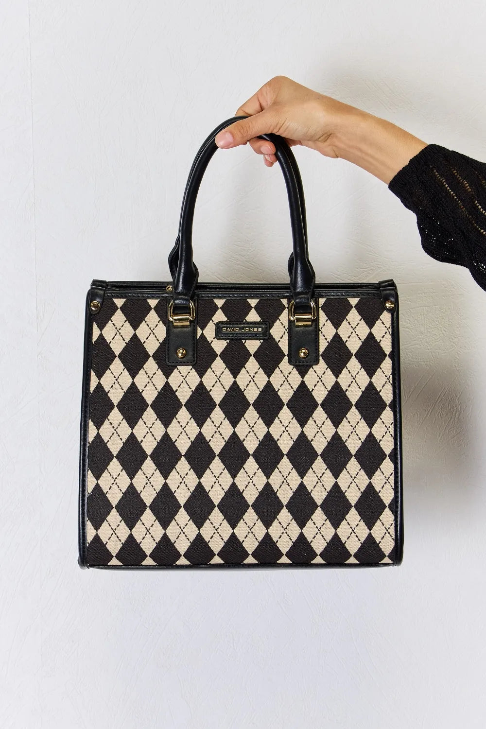 David Jones Argyle Pattern PU Leather Handbag - Fashorio