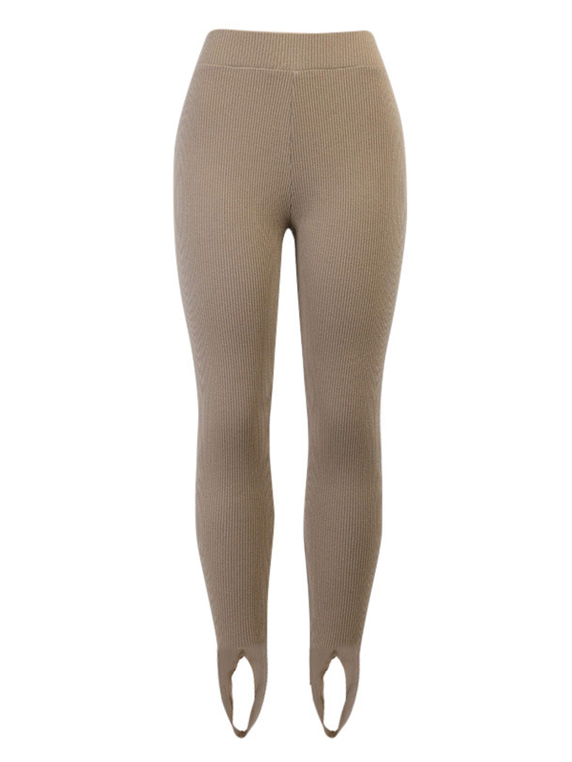 Ribbed leggings in camel