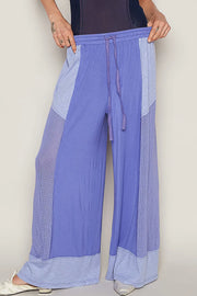 POL Drawstring Wide Leg Pants Blue Purple - Fashorio