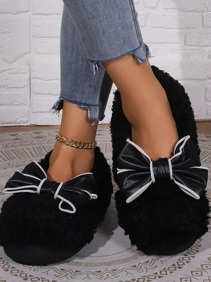 Cozy Bow-Knot Fluffy Indoor Slippers - Fashorio