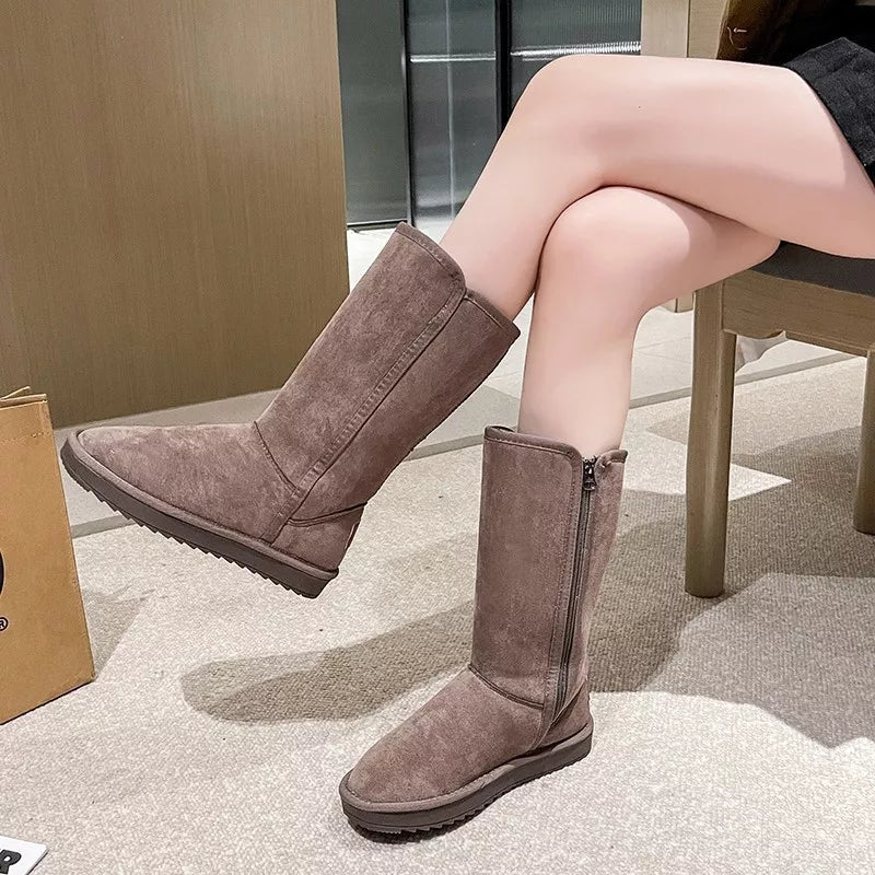 Knee High Boots with Zipper front view
