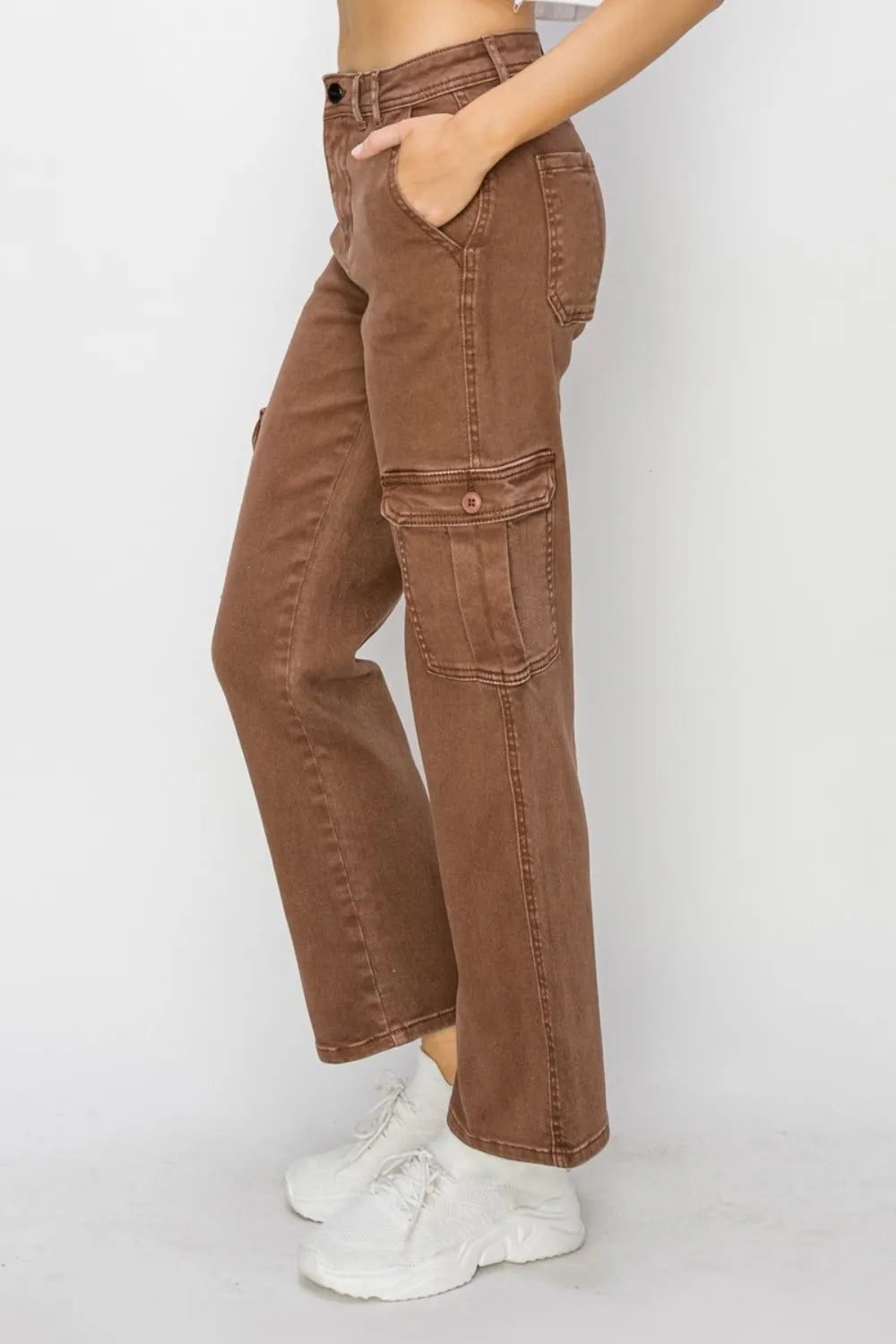 Risen Full Size High Rise Cargo Jeans - Fashorio