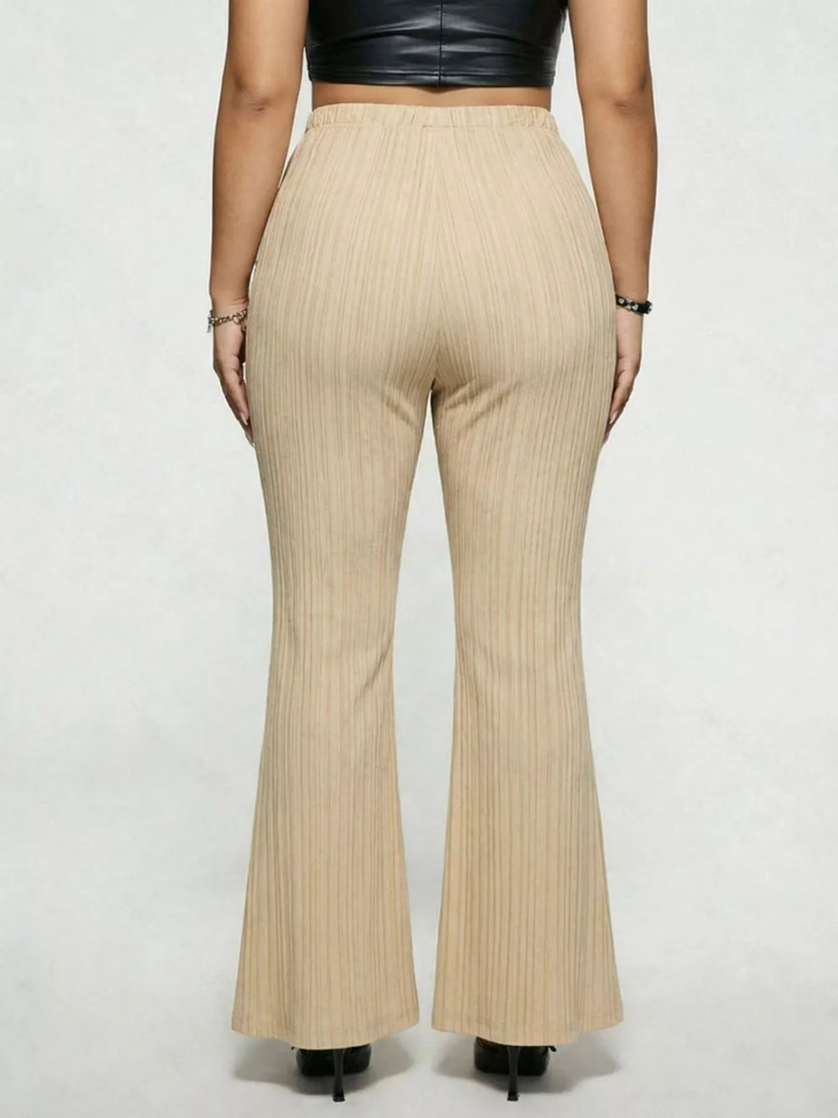 Plus size high waist flare pants, back view
