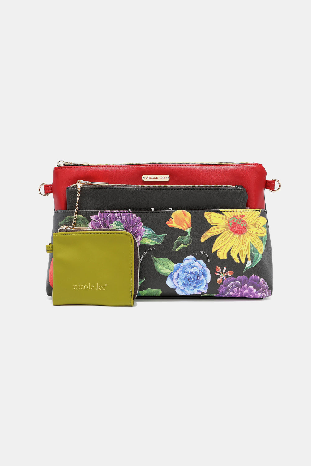 Nicole Lee USA Printed Handbag with Three Pouches - Fashorio