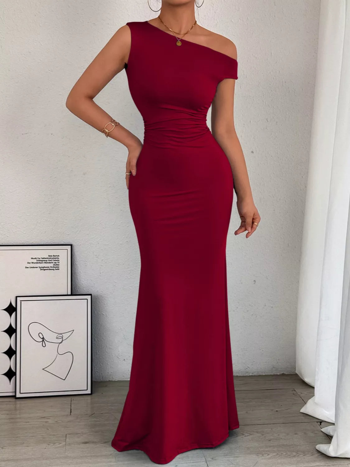 One shoulder dress full view