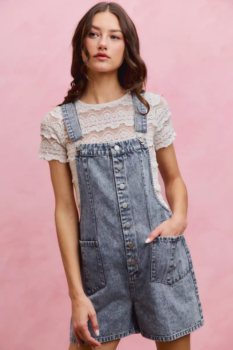 Casual denim romper side view