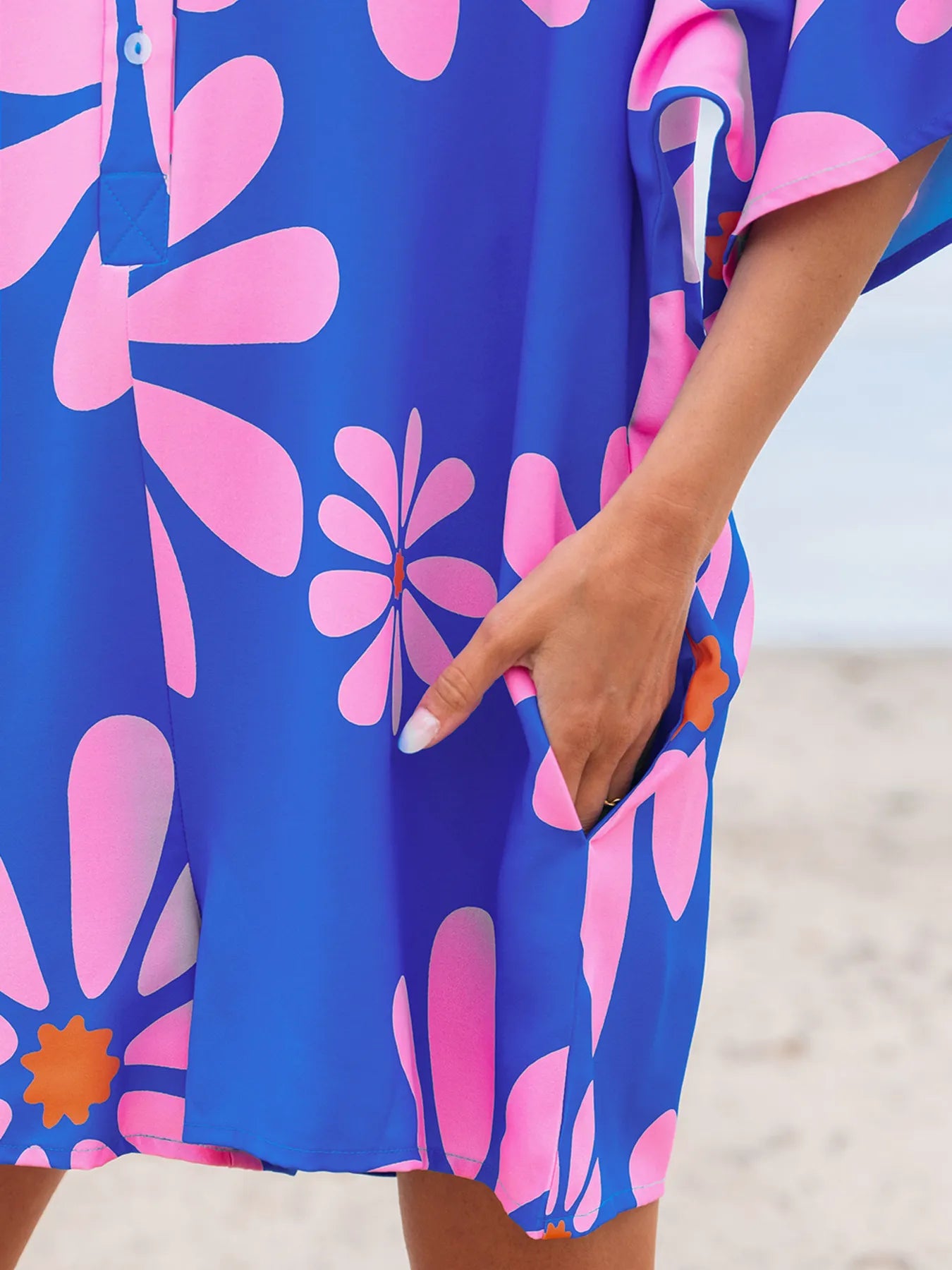 Summer Flower Print Shirt Collar Button Front Loose Romper - Fashorio