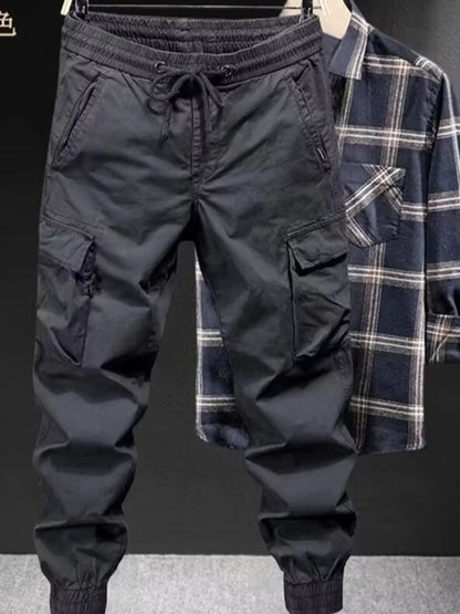 Men's Plus Size Drawstring Joggers with Pockets Gray - Fashorio