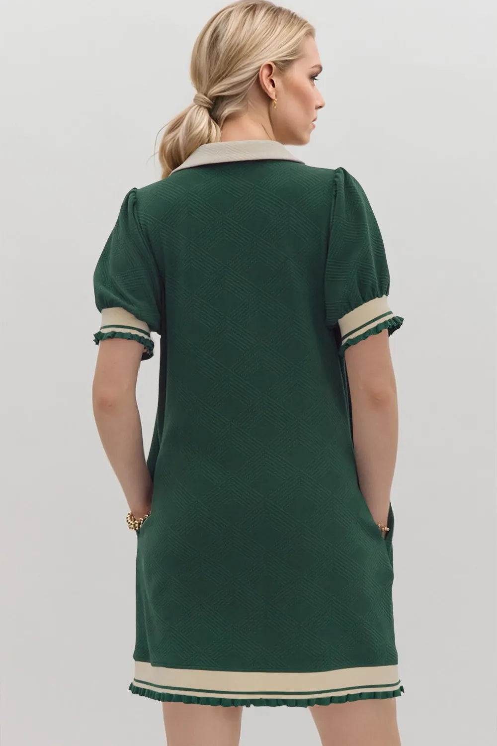 Frill Contrast Trim Collar Short Sleeve Mini Dress, view 20