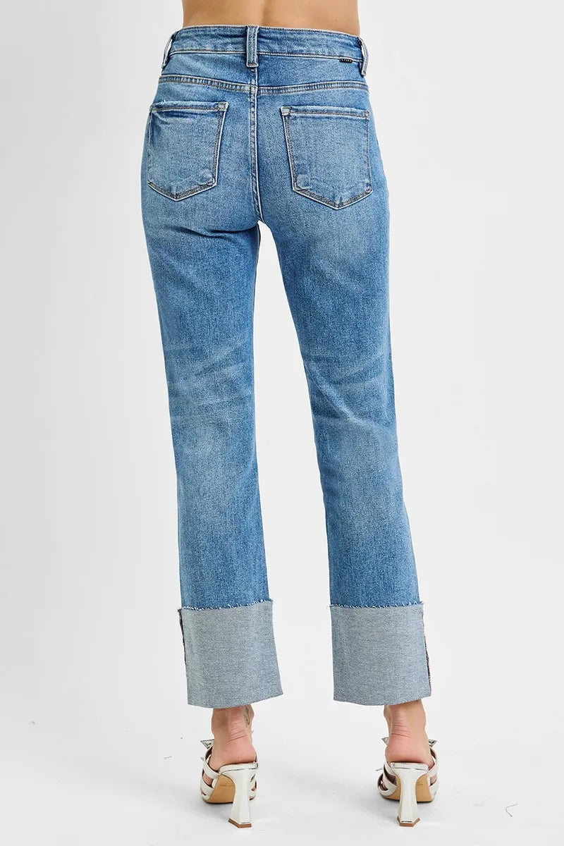 RISEN blue denim distressed jeans fabric texture detail