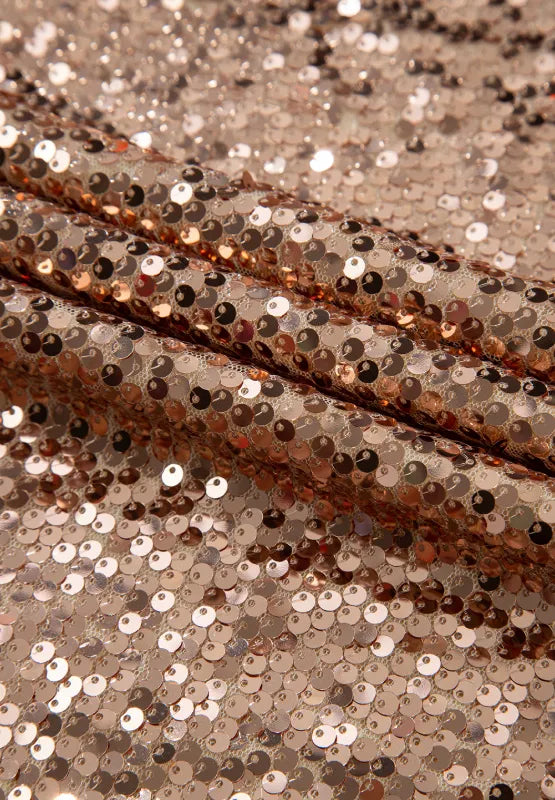 Mock neck sequin party dress back styling