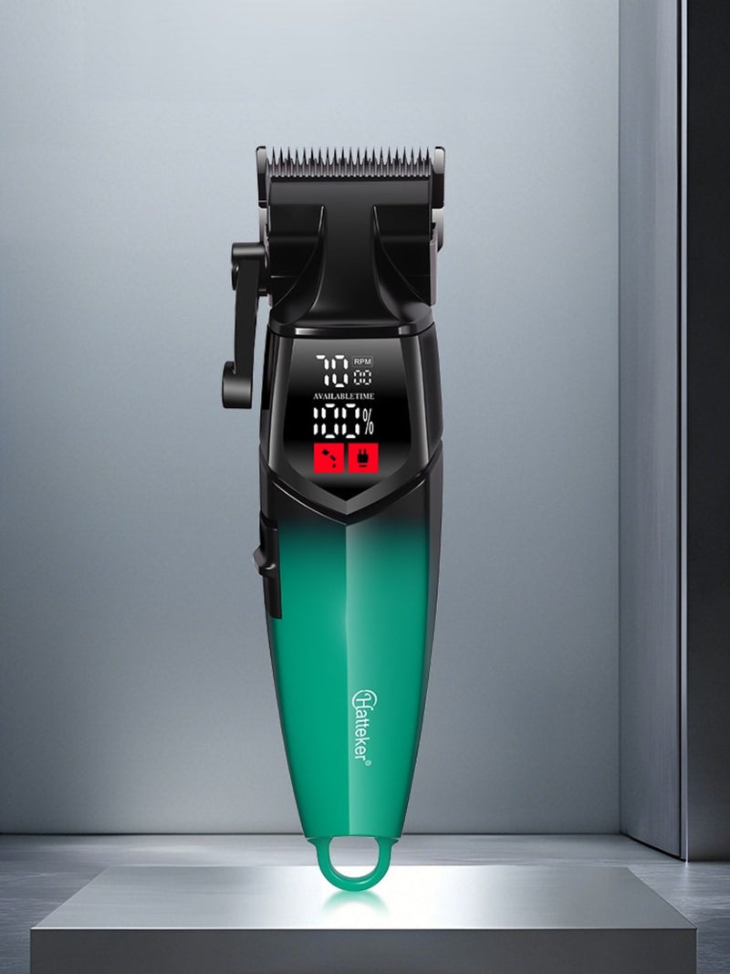 Turquoise cordless hair clipper with LED display