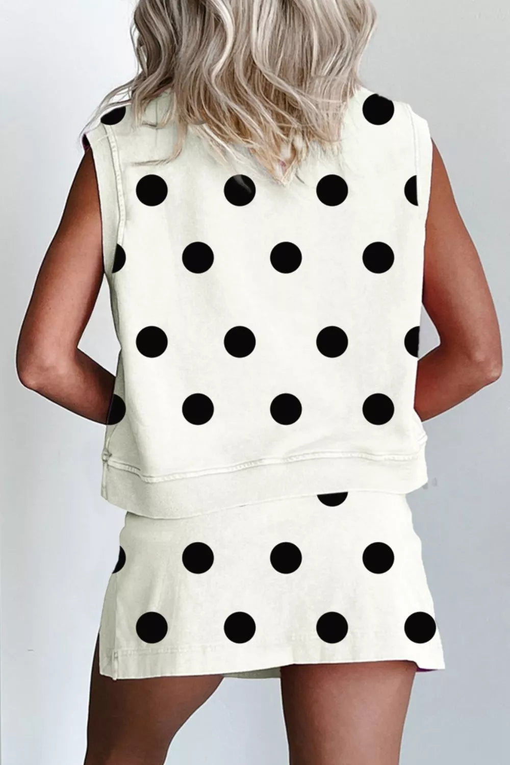 Polka dot two piece set side view