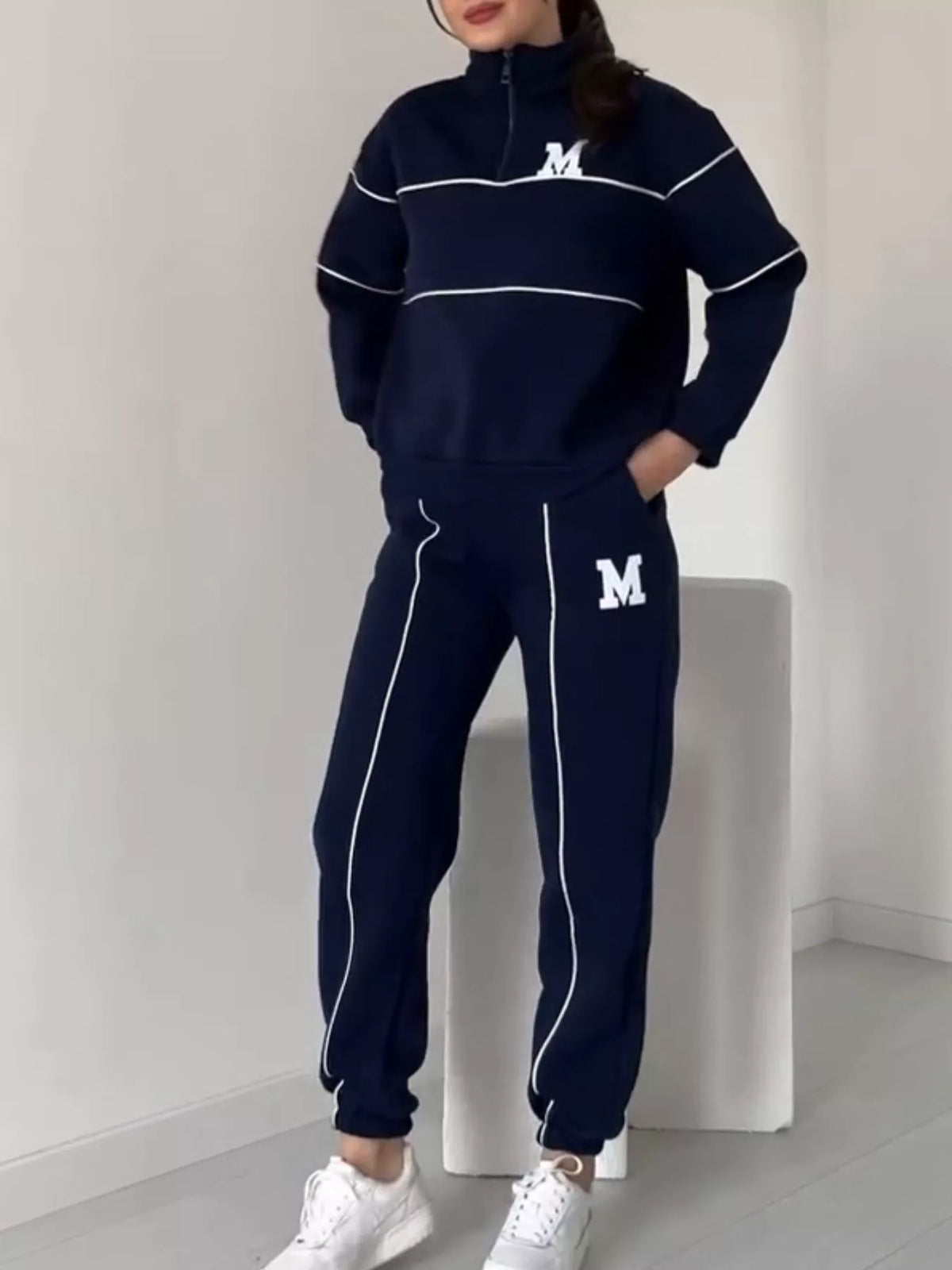 Coordinated quarter zip set full length
