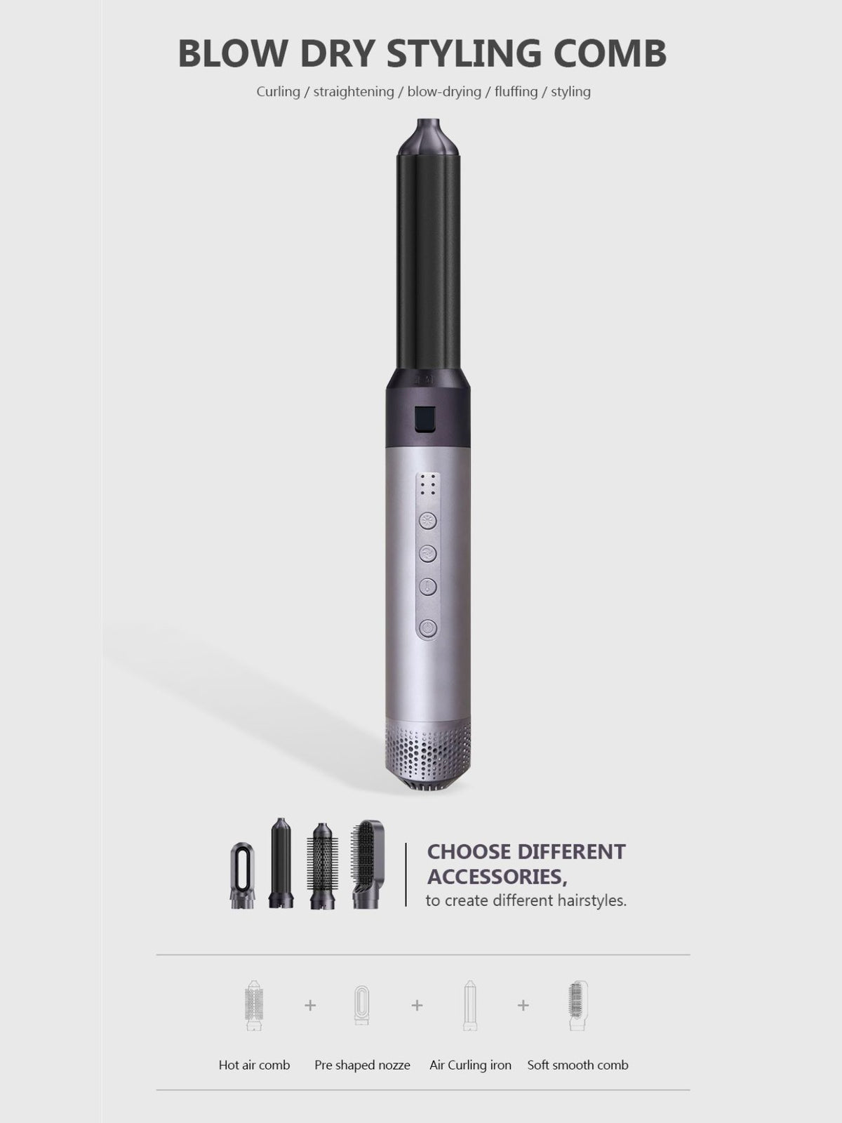 Hot air brush handle and controls