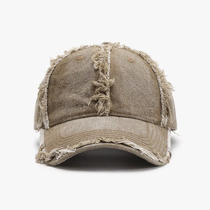 Raw Hem Cotton Baseball Cap Khaki One Size - Fashorio