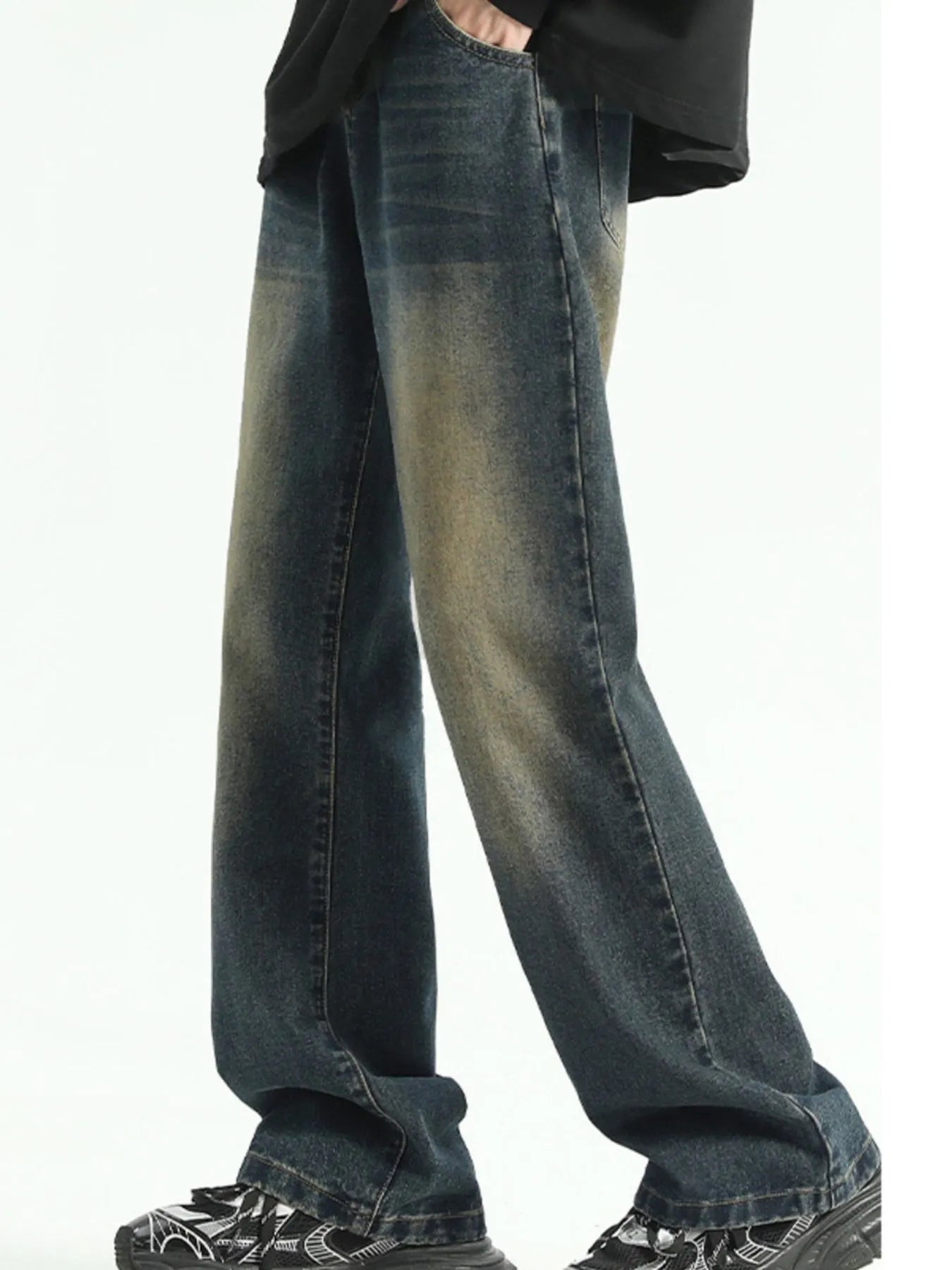 Men's Plus Size Washed Straight Leg Jeans - Fashorio