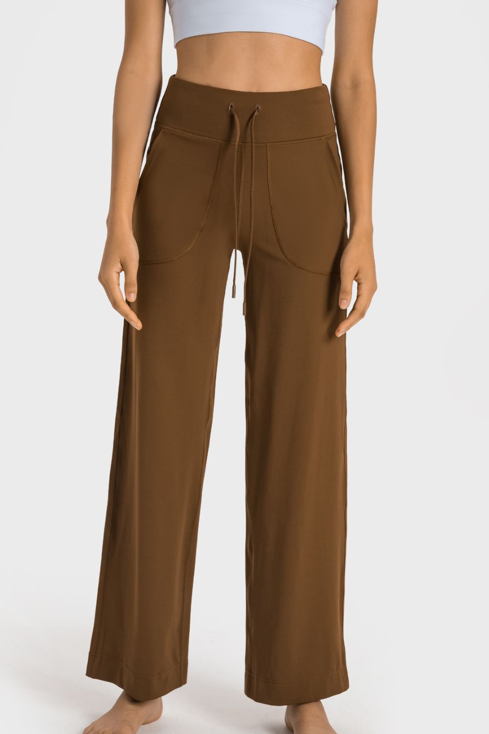 wide leg sports pants full length view