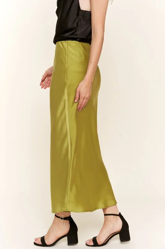 And The Why Satin Midi Skirt - Fashorio