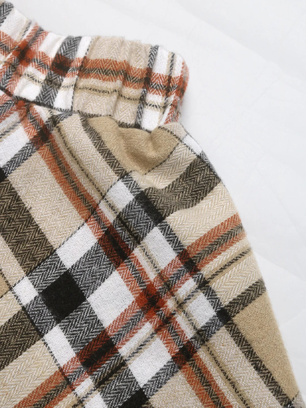 Plaid Button Up Shirt and Skirt Set close up