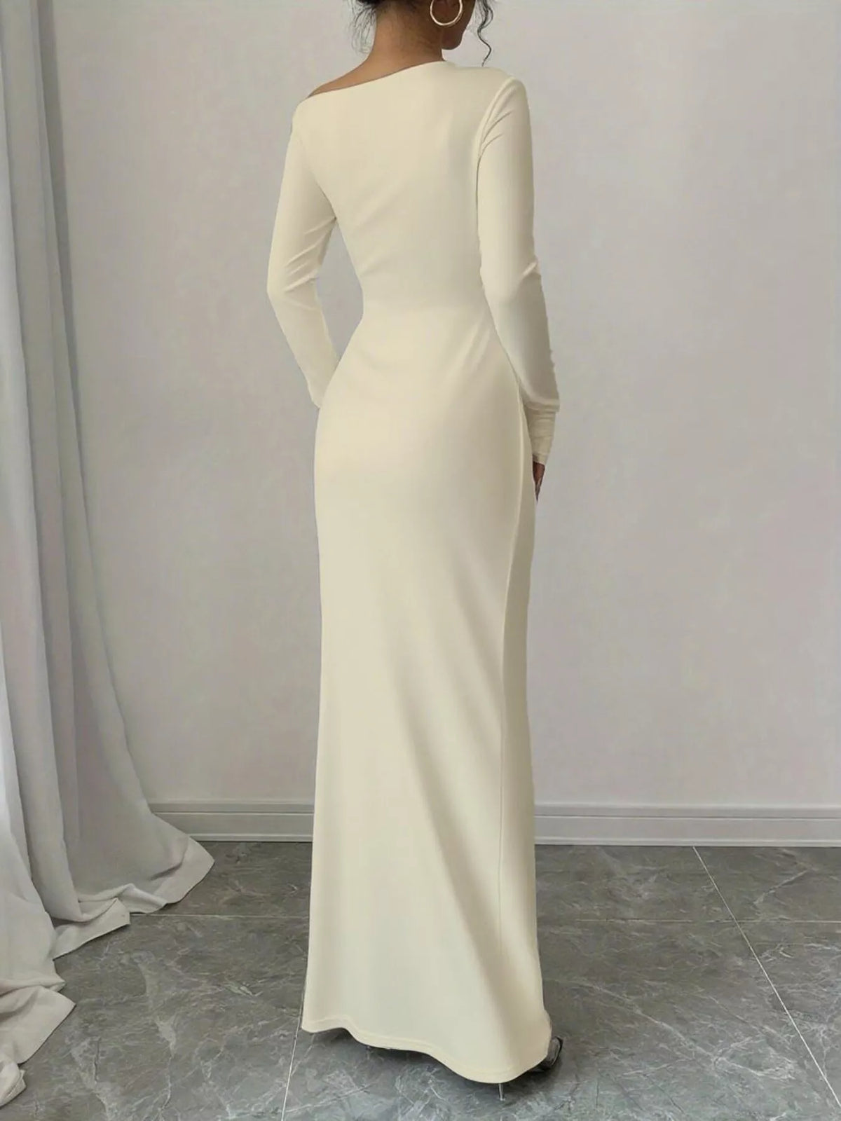 Floral one shoulder maxi dress side view
