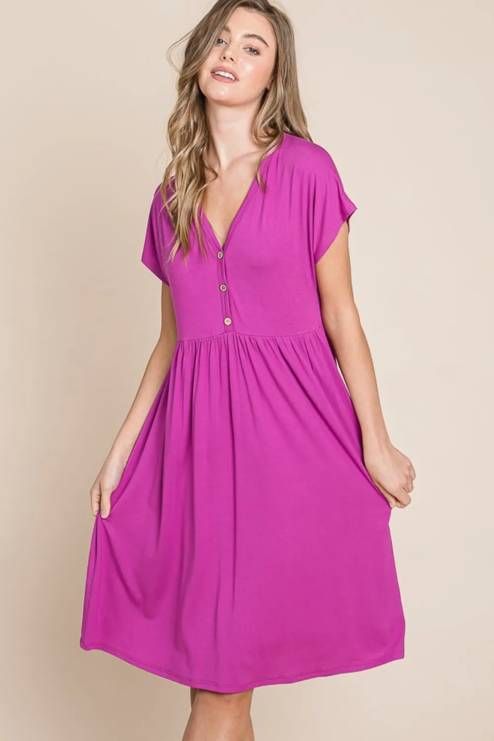 V Neck Short Sleeve Dress