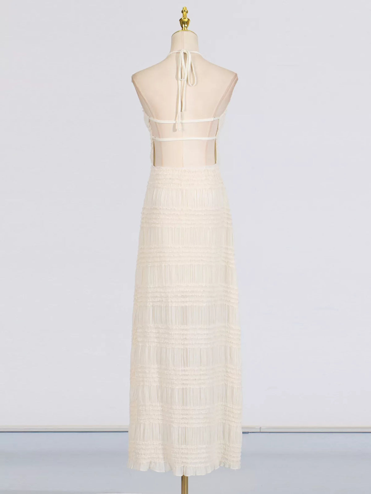 Apricot maxi dress back smocked view