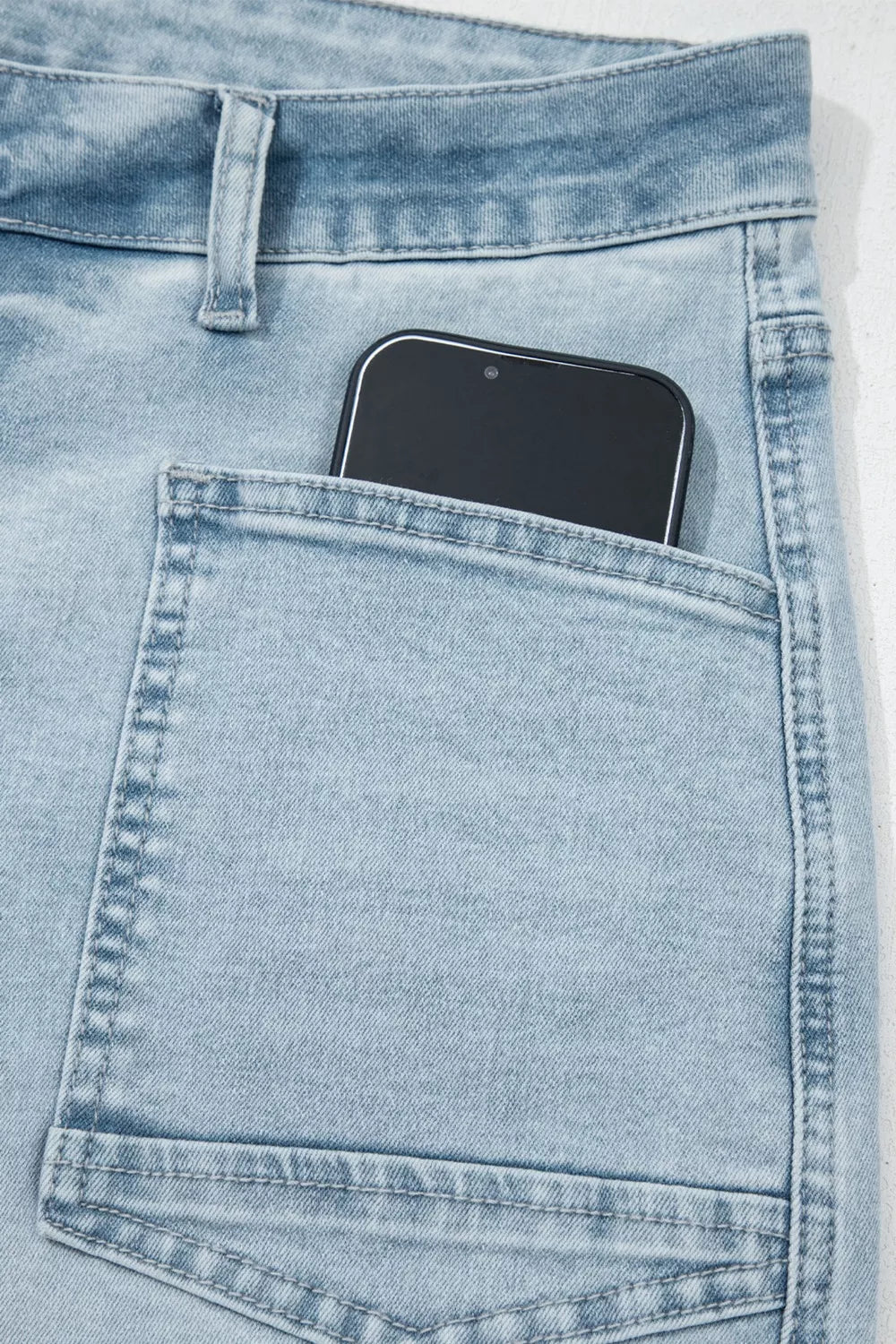 Light Wash Utility Pocket Straight Leg Jeans, view 7