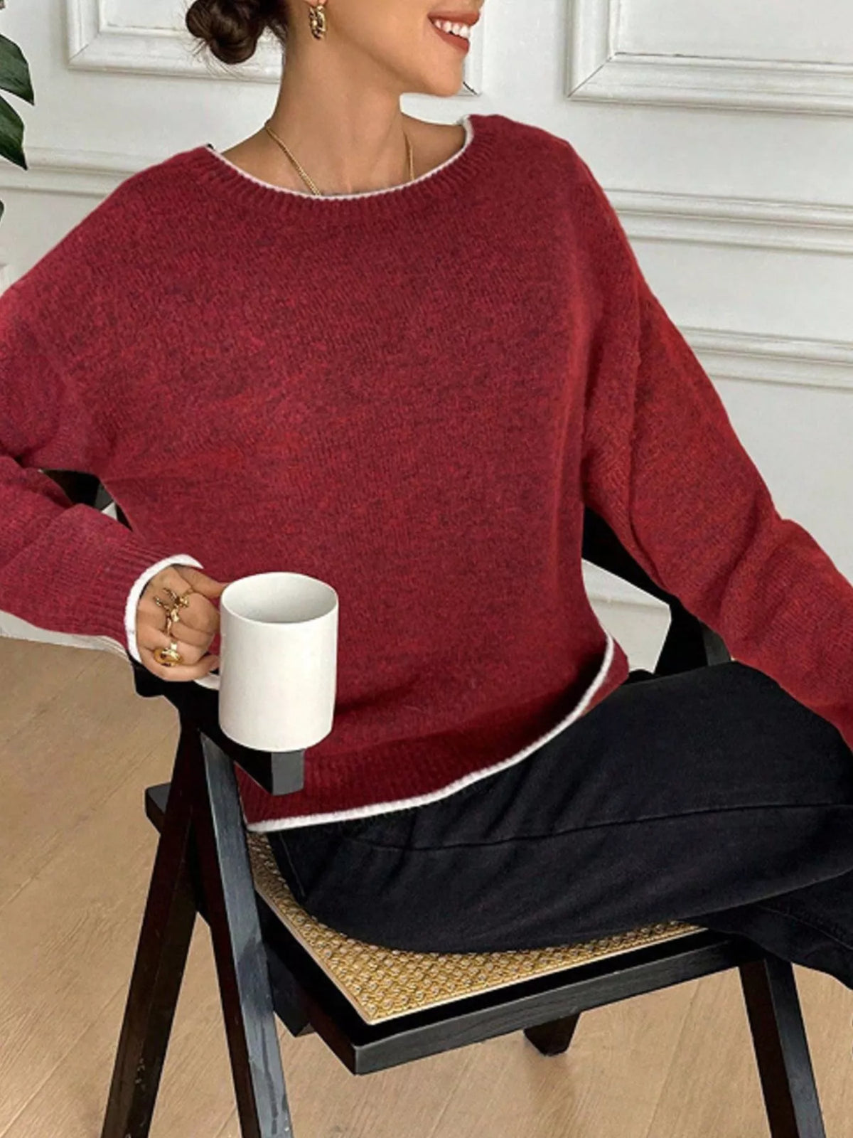 Bowknot decor sweater back view
