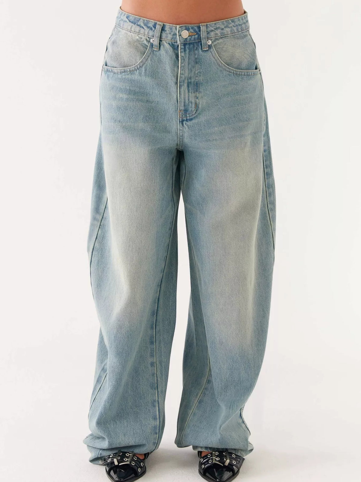 Denim two piece set fabric detail