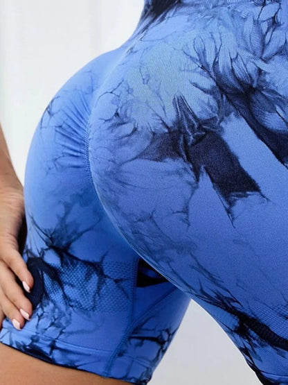 Tie-Dye High Waist Active Shorts - Fashorio