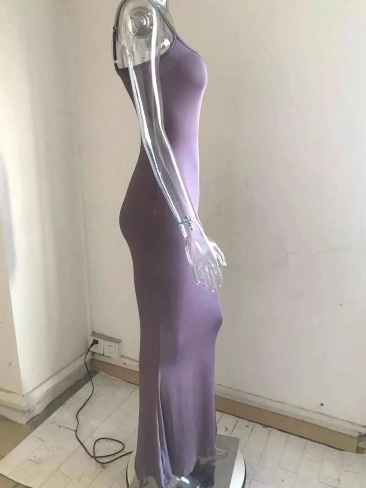 Spaghetti strap dress close view
