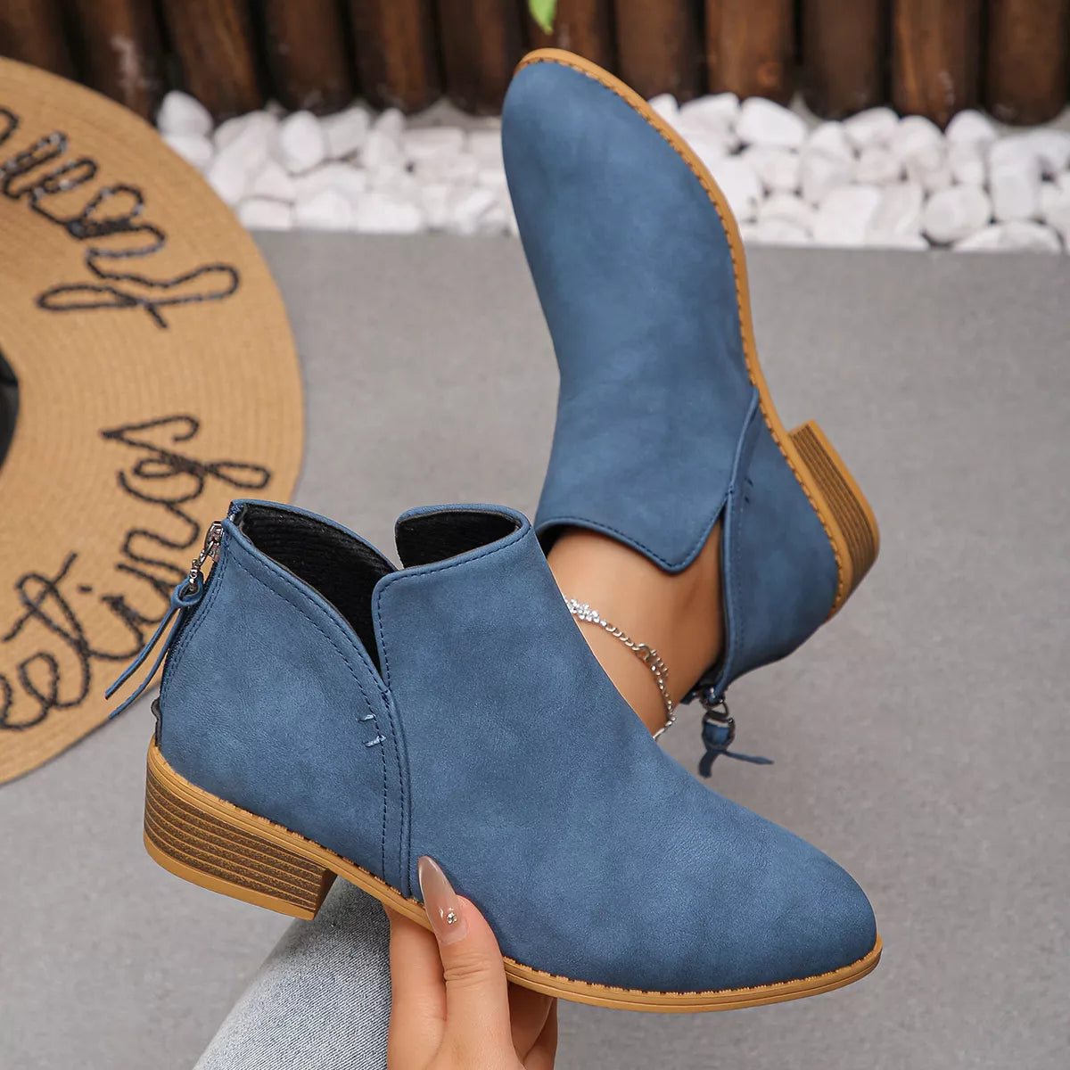 Point Toe Block Heel Boots full pair view